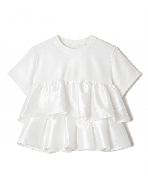Human 2nd Occasion（ヒューマンセカンドオケージョン）の「ティアードフリルドッキングカットソー（Tシャツ/カットソー・レディース・オフホワイト/ブラック・M）」の16枚目の写真