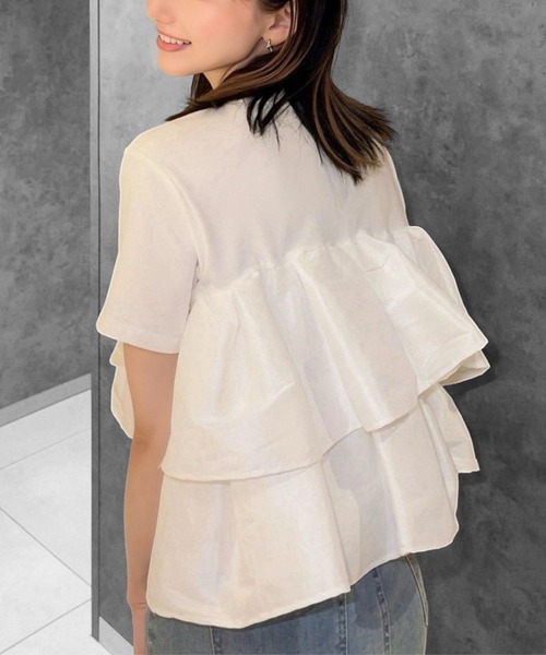 Human 2nd Occasion（ヒューマンセカンドオケージョン）の「ティアードフリルドッキングカットソー（Tシャツ/カットソー・レディース・オフホワイト/ブラック・M）」の14枚目の写真