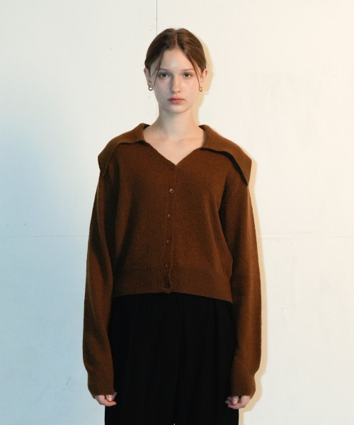 VLETI(ブレッティ)の「Wool Calla V-neck Knit Cardigan (Brown)(カーディガン/ボレロ・レディース・グレー・FREE)」の1枚目の写真
