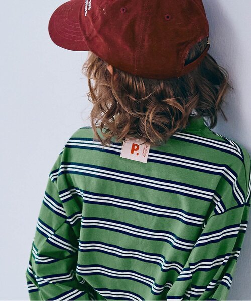 p.premier（ピードットプルミエ）の「選べる2タイプ袖タックデザインの無地とボーダーのロンT（Tシャツ/カットソー・キッズ・ブルー/イエロー/オフホワイト/ピンク/ブラック/グリーン・120/130/100/110/80/90/140）」の22枚目の写真