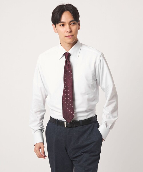 A DAY IN THE LIFE UNITED ARROWS(アデイインザライフユナイテッドアローズ)の「ジャージーツイル セミワイドカラー レギュラーフィットシャツ<A DAY IN THE LIFE>(シャツ/ブラウス・メンズ・ホワイト/ライトブルー・40cm/37cm/38cm/41cm/42cm/39cm)」の1枚目の写真