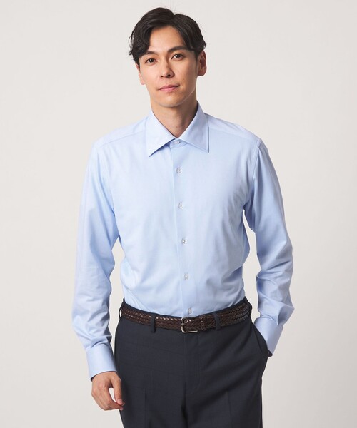 A DAY IN THE LIFE UNITED ARROWS(アデイインザライフユナイテッドアローズ)の「ジャージーツイル セミワイドカラー レギュラーフィットシャツ<A DAY IN THE LIFE>(シャツ/ブラウス・メンズ・ホワイト/ライトブルー・40cm/37cm/38cm/41cm/42cm/39cm)」の2枚目の写真