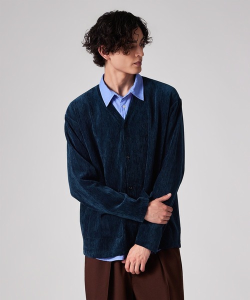 PS Paul Smith(ピーエスポールスミス)の「カットベロア カーディガン / 262721 EXCD01(カーディガン/ボレロ・メンズ・ワインレッド/ネイビー/グレー/ブラウン・LARGE/MEDIUM/X-LARGE)」の3枚目の写真