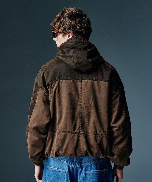 glamb(グラム)の「Remake Hooded Work Jacket / リメイクフードワークジャケット(ミリタリージャケット・メンズ・ブラウン/ブラック・L/S/M)」の7枚目の写真