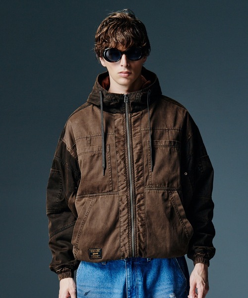 glamb(グラム)の「Remake Hooded Work Jacket / リメイクフードワークジャケット(ミリタリージャケット・メンズ・ブラウン/ブラック・L/S/M)」の6枚目の写真