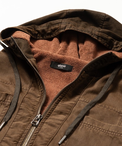 glamb(グラム)の「Remake Hooded Work Jacket / リメイクフードワークジャケット(ミリタリージャケット・メンズ・ブラウン/ブラック・L/S/M)」の22枚目の写真