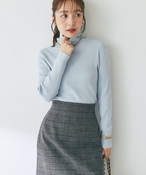 La boutique BonBon(ラブティックボンボン)の「リブタートルニット(ニット/セーター・レディース・サックスブルー/オフホワイト/ネイビー/ブラック・FREE)」の16枚目の写真