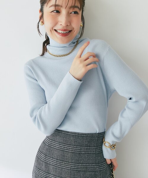 La boutique BonBon(ラブティックボンボン)の「リブタートルニット(ニット/セーター・レディース・サックスブルー/オフホワイト/ネイビー/ブラック・FREE)」の7枚目の写真