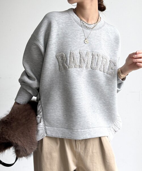 DouDou(ドゥドゥ)の「【WEB限定】ダンボールサイドフリルサガラ刺繍プルオーバー(Tシャツ/カットソー・レディース・ライトグレー/ブラック/ネイビー・FREE)」の2枚目の写真