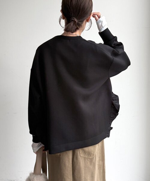 DouDou(ドゥドゥ)の「【WEB限定】ダンボールサイドフリルサガラ刺繍プルオーバー(Tシャツ/カットソー・レディース・ライトグレー/ブラック/ネイビー・FREE)」の13枚目の写真
