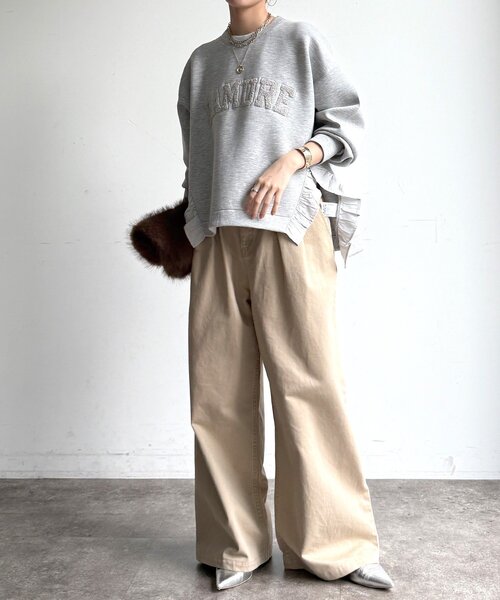 DouDou(ドゥドゥ)の「【WEB限定】ダンボールサイドフリルサガラ刺繍プルオーバー(Tシャツ/カットソー・レディース・ライトグレー/ブラック/ネイビー・FREE)」の16枚目の写真