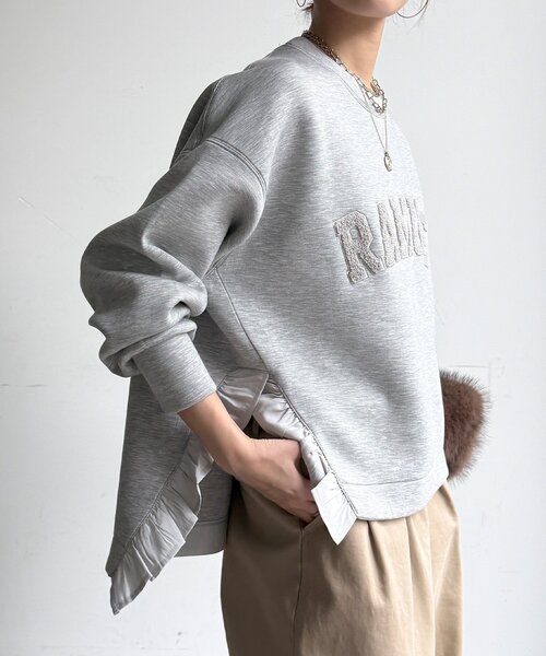 DouDou(ドゥドゥ)の「【WEB限定】ダンボールサイドフリルサガラ刺繍プルオーバー(Tシャツ/カットソー・レディース・ライトグレー/ブラック/ネイビー・FREE)」の19枚目の写真