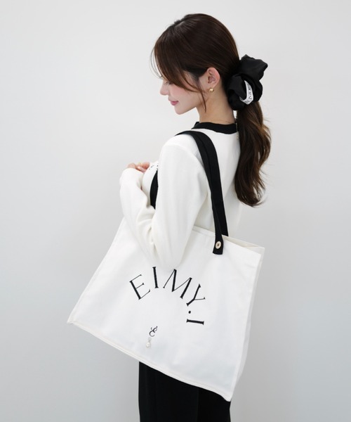 EIMY ISTOIRE(エイミーイストワール)の「【エイミーマーケットシリーズ】ブックトートバッグ エイミーイストワール トートバッグ 推し活(トートバッグ・レディース・ドット/ブラック/ホワイト・FREE)」の1枚目の写真