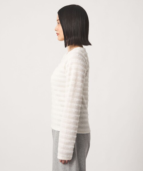 A DAY IN THE LIFE UNITED ARROWS（アデイインザライフユナイテッドアローズ）の「ジャガード ボーダー カットソー ＜A DAY IN THE LIFE＞（Tシャツ/カットソー・レディース・ライラック/ブラック/オフホワイト・FREE）」の6枚目の写真