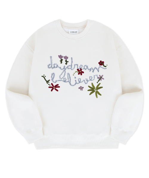 ambler(エムブラー)の「DAYDREAM BELIEVER 刺繍スウェットTシャツ AMM1413 (アイボリー)(スウェット・レディース・その他・SMALL/MEDIUM/LARGE)」の1枚目の写真