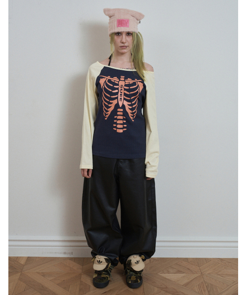 SETUP-EXE(セットアップイーエックスイー)の「SKELETON RAGLAN TOP / LEMON(Tシャツ/カットソー・レディース・その他・OS)」の2枚目の写真