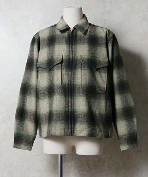 HOUSTON(ヒューストン)の「HOUSTON ヒューストン MIX WOOL BOARD SHIRT / ミックスウール フランネル CPOジャケット(ブルゾン・メンズ・ブラック/ブルー/ブラウン・M/L/XL)」の1枚目の写真