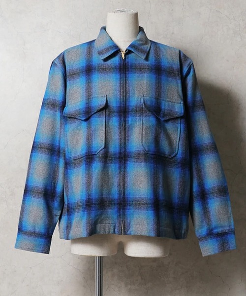 HOUSTON(ヒューストン)の「HOUSTON ヒューストン MIX WOOL BOARD SHIRT / ミックスウール フランネル CPOジャケット(ブルゾン・メンズ・ブラック/ブルー/ブラウン・M/L/XL)」の3枚目の写真