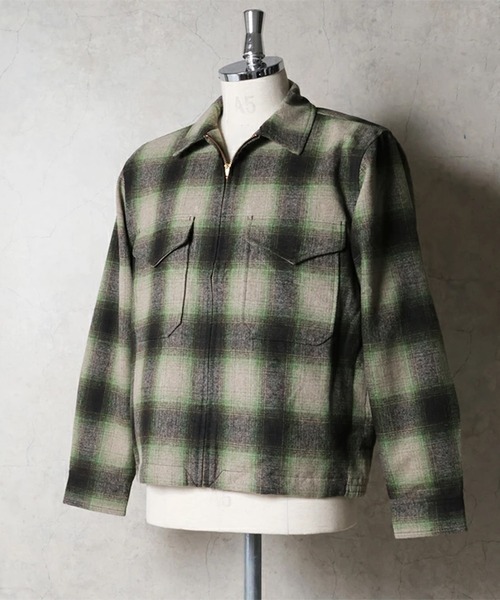 HOUSTON(ヒューストン)の「HOUSTON ヒューストン MIX WOOL BOARD SHIRT / ミックスウール フランネル CPOジャケット(ブルゾン・メンズ・ブラック/ブルー/ブラウン・M/L/XL)」の4枚目の写真