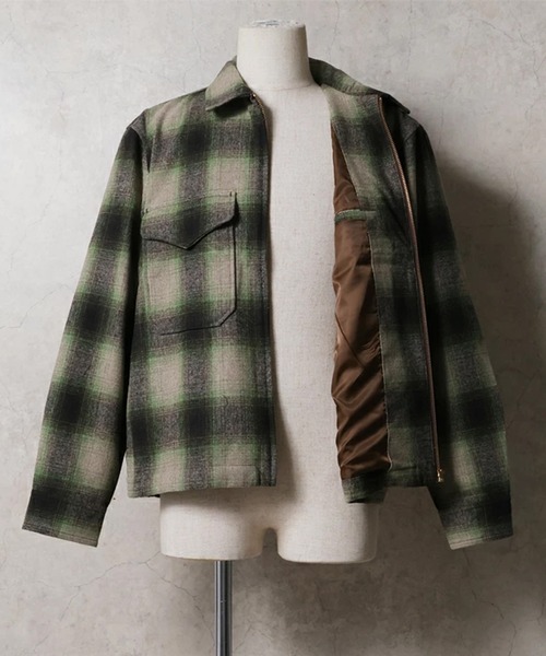 HOUSTON(ヒューストン)の「HOUSTON ヒューストン MIX WOOL BOARD SHIRT / ミックスウール フランネル CPOジャケット(ブルゾン・メンズ・ブラック/ブルー/ブラウン・M/L/XL)」の5枚目の写真