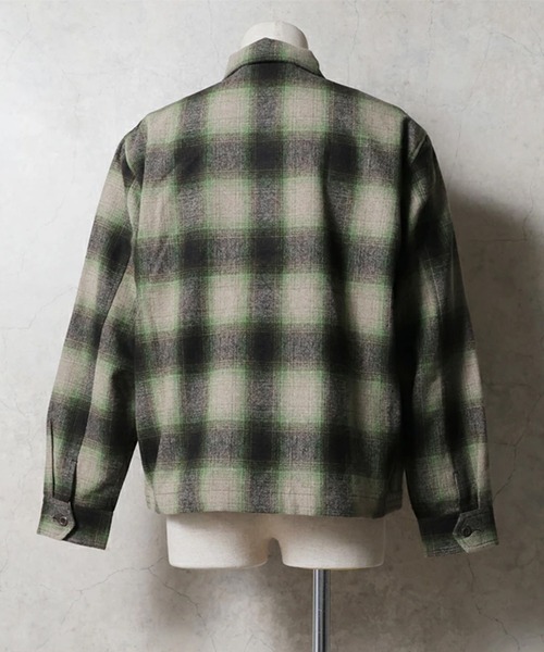 HOUSTON(ヒューストン)の「HOUSTON ヒューストン MIX WOOL BOARD SHIRT / ミックスウール フランネル CPOジャケット(ブルゾン・メンズ・ブラック/ブルー/ブラウン・M/L/XL)」の6枚目の写真