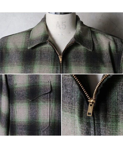 HOUSTON(ヒューストン)の「HOUSTON ヒューストン MIX WOOL BOARD SHIRT / ミックスウール フランネル CPOジャケット(ブルゾン・メンズ・ブラック/ブルー/ブラウン・M/L/XL)」の7枚目の写真