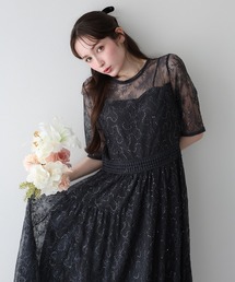 スパンコール刺繍レースドレス 結婚式 成人式 二次会 同窓会 セレモニー パーティードレス オケージョンドレス お呼ばれ