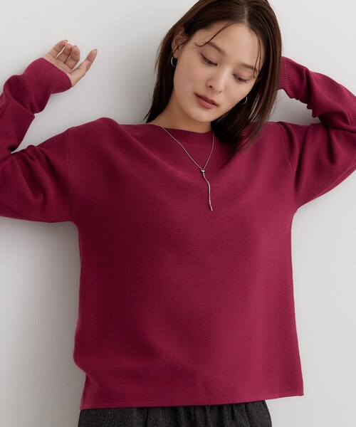 THE SHOP TK (ザ ショップ ティーケー )の「【毛玉防止/蓄熱/洗える】美映えガーターニット(ニット/セーター・レディース・ブラック/ダークグリーン/ボルドー/ブルー系その他7/イエロー/ナチュラル/ピンク系その他2・14/13/11/12)」の6枚目の写真