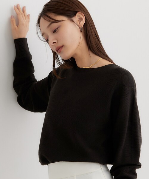 THE SHOP TK (ザ ショップ ティーケー )の「【毛玉防止/蓄熱/洗える】美映えガーターニット(ニット/セーター・レディース・ブラック/ダークグリーン/ボルドー/ブルー系その他7/イエロー/ナチュラル/ピンク系その他2・14/13/11/12)」の2枚目の写真