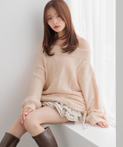 Heather(ヘザー)の「【メルティシリーズ】ケーブルニット 1099941(ニット/セーター・レディース・アイボリー/ピンク/ベージュ・FREE)」の1枚目の写真