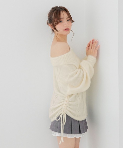 Heather(ヘザー)の「【メルティシリーズ】ケーブルニット 1099941(ニット/セーター・レディース・アイボリー/ピンク/ベージュ・FREE)」の5枚目の写真