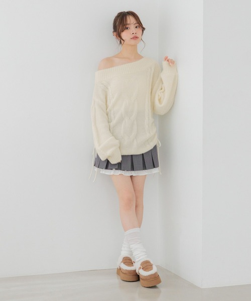Heather(ヘザー)の「【メルティシリーズ】ケーブルニット 1099941(ニット/セーター・レディース・アイボリー/ピンク/ベージュ・FREE)」の7枚目の写真