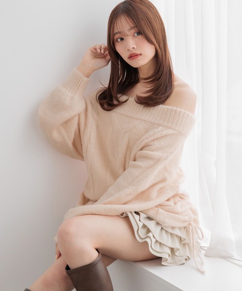 Heather(ヘザー)の「【メルティシリーズ】ケーブルニット 1099941(ニット/セーター・レディース・アイボリー/ピンク/ベージュ・FREE)」の10枚目の写真
