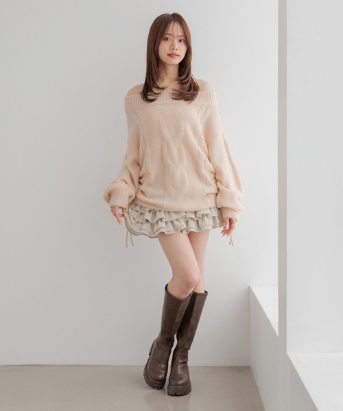 Heather(ヘザー)の「【メルティシリーズ】ケーブルニット 1099941(ニット/セーター・レディース・アイボリー/ピンク/ベージュ・FREE)」の11枚目の写真
