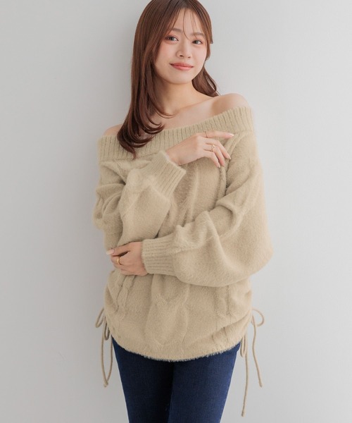 Heather(ヘザー)の「【メルティシリーズ】ケーブルニット 1099941(ニット/セーター・レディース・アイボリー/ピンク/ベージュ・FREE)」の14枚目の写真