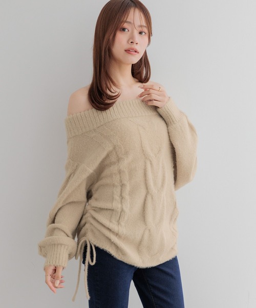 Heather(ヘザー)の「【メルティシリーズ】ケーブルニット 1099941(ニット/セーター・レディース・アイボリー/ピンク/ベージュ・FREE)」の15枚目の写真