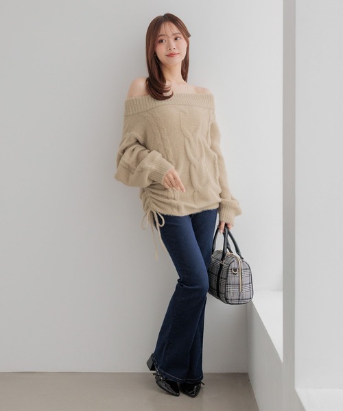 Heather(ヘザー)の「【メルティシリーズ】ケーブルニット 1099941(ニット/セーター・レディース・アイボリー/ピンク/ベージュ・FREE)」の18枚目の写真