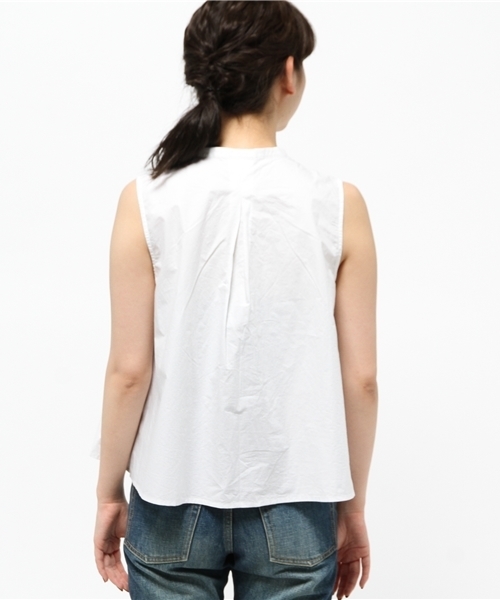 LBC(エルビーシー)の「コットンタイプライターノースリブラウス (シャツ/ブラウス・レディース・オフホワイト/ダークブルー・MEDIUM/LARGE)」の5枚目の写真