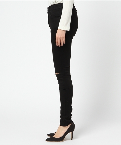 RES DENIM（レスデニム）の「RES DENIM/レスデニム KITTY SKINNY スキニーデニム ブラックデニム 膝破れ ダメージ（デニムパンツ・レディース・ブラック・26inch）」の3枚目の写真