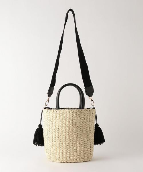 green label relaxing（グリーンレーベルリラクシング）の「[WEB限定]CB ツツガタ 2WAY かごバッグ（かごバッグ・レディース・オフホワイト/モカ・FREE）」の4枚目の写真