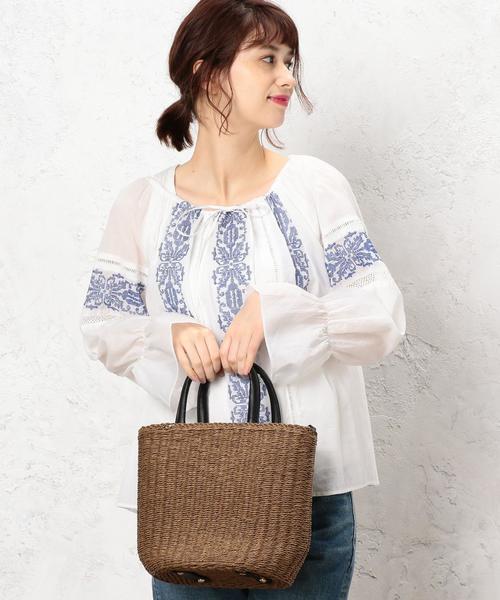 green label relaxing（グリーンレーベルリラクシング）の「[WEB限定]CB ツツガタ 2WAY かごバッグ（かごバッグ・レディース・オフホワイト/モカ・FREE）」の8枚目の写真