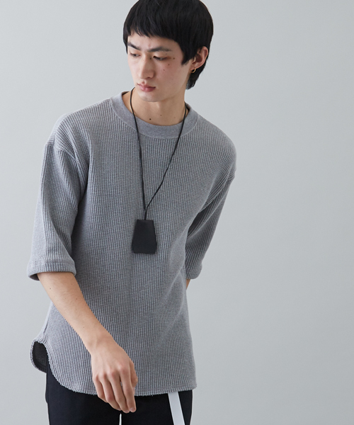 STUDIOUS（ステュディオス）の「ビッグワッフルクオーターTシャツ（Tシャツ/カットソー・メンズ・ホワイト/グレー・2/1/3）」の2枚目の写真