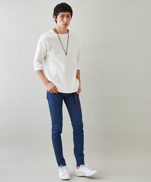 STUDIOUS（ステュディオス）の「ビッグワッフルクオーターTシャツ（Tシャツ/カットソー・メンズ・ホワイト/グレー・2/1/3）」の3枚目の写真