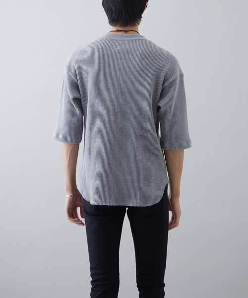 STUDIOUS（ステュディオス）の「ビッグワッフルクオーターTシャツ（Tシャツ/カットソー・メンズ・ホワイト/グレー・2/1/3）」の16枚目の写真