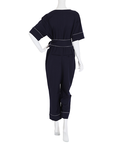 LAGUNAMOON（ラグナムーン）の「パイピング　パジャマオールインワン（つなぎ/オールインワン・レディース・ホワイト/ネイビー・SMALL/MEDIUM）」の5枚目の写真