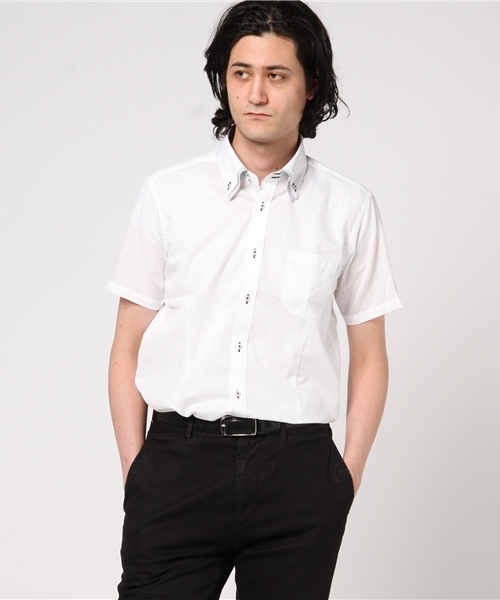 Taka Q タカキュー の タカキューメンズ Taka Q Men 形態安定 ノーアイロン スリムフィットドゥエ2枚衿半袖ビジネスドレスシャツ Coolbiz クールビズおすすめアイテム シャツ ブラウス Wear