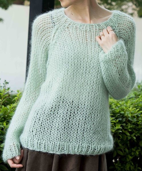 STUDIOUS SELECT（ステュディオスセレクト）の「【Dignite Collier】KIDモヘヤ棒針ニットトップス　809319（ニット/セーター・レディース・ブルー/イエロー/チェリーレッド/ミント・FREE）」の2枚目の写真