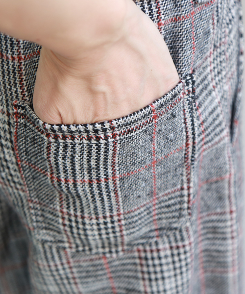 REAL CUBE（リアルキューブ）の「REAL CUBE グレンチェックハイライズワイドパンツ　ベルト付（その他パンツ・レディース・ブルー/オレンジ/テラコッタ/イエロー・40/36/38）」の13枚目の写真