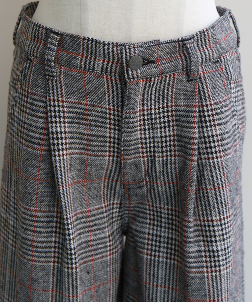 REAL CUBE（リアルキューブ）の「REAL CUBE グレンチェックハイライズワイドパンツ　ベルト付（その他パンツ・レディース・ブルー/オレンジ/テラコッタ/イエロー・40/36/38）」の10枚目の写真