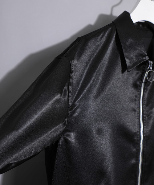 NUMBER (N)INE（ナンバーナイン）の「【NUMBER (N)INE】別注パールサテンジップショートブルゾン（ブルゾン・メンズ・ターコイズブルー/ブラック・1/2/3）」の8枚目の写真